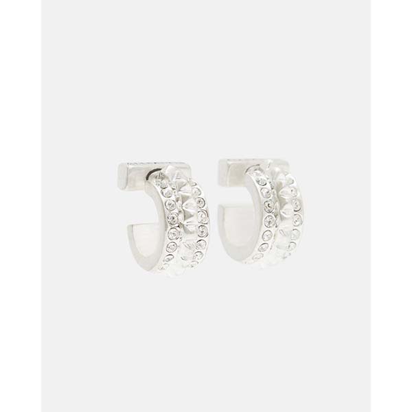 Allsaints Australia Womens Zaria Studded Small Hoop Earring Silver/White AU46-143